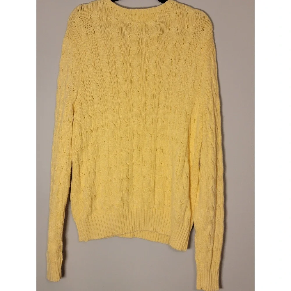 Polo Ralph Lauren Cable Knit Crewneck Beige Cotton Pullover Jumper Size XL Men's